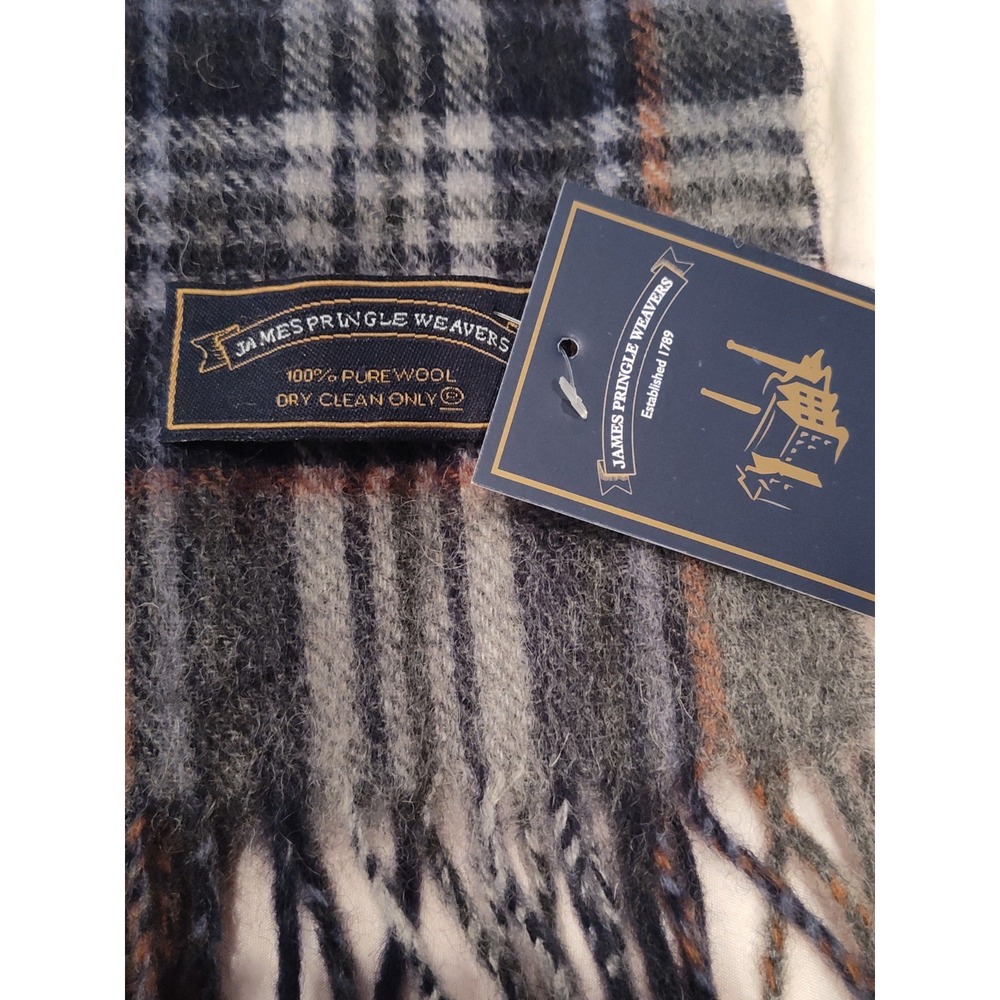 James Pringle Weavers VTG 100% Pure New Wool Plaid Scarf Made In Scotland NWT
